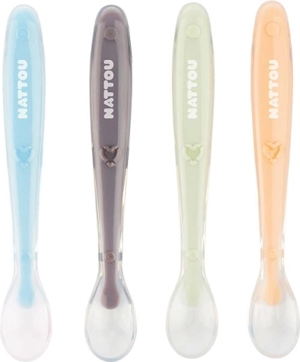 NATTOU silicone spoons with soft tip, set of 4 pcs