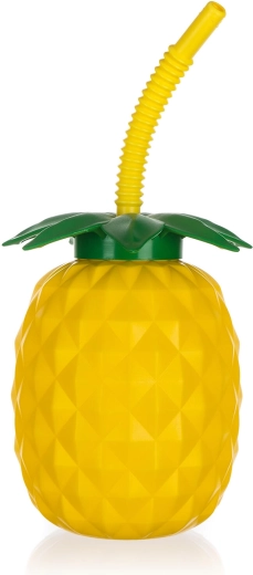 Plastikinis butelis su šiaudeliu Pineapple 880 ml