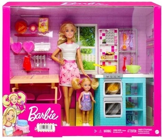 Barbie ir Chelsea bendro kepimo rinkinys su virtuvėle ir valgomojo staliuku
