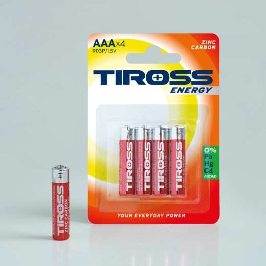 Cinko-anglinės baterijos AAA 1,5 V – pakuotė 4 vnt.