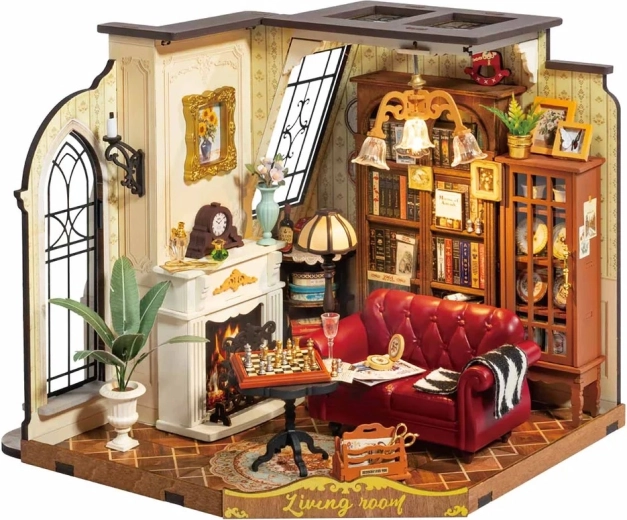 RoboTime 3D Wooden Puzzle House Miniature Catherine's Living Room