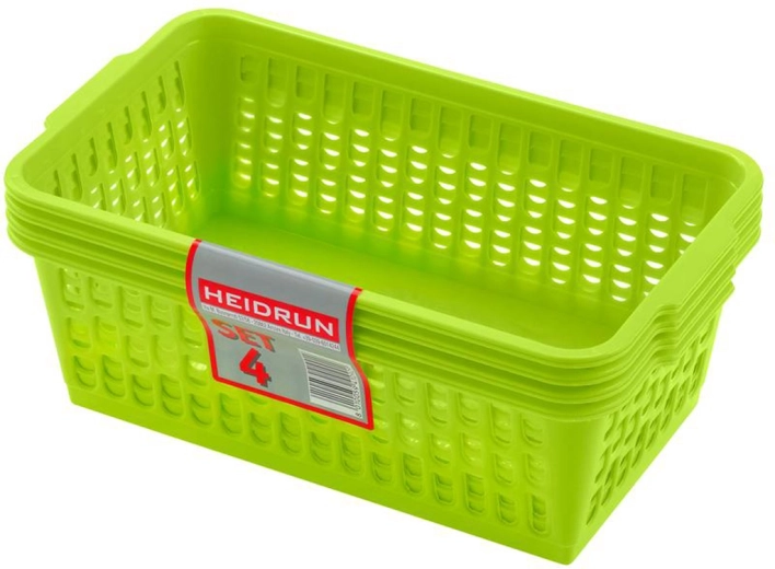 Plastikiniai krepšeliai HEIDRUN 25 × 14,5 × 10,5 cm, 4 vnt. rinkinys