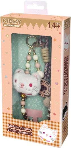 Toys Inn phone charm with a white cat