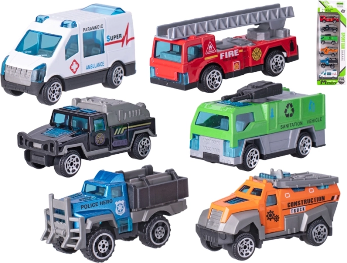 Set of metal toy cars mix 6 pcs (6.5–7.5 cm) in a gift box