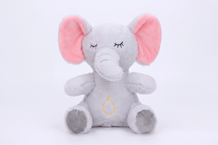 Kvėpuojantis pliušinis dramblys su šviesos ir garso efektais, 30 cm