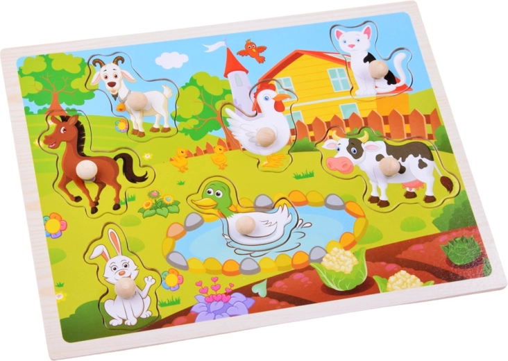 7 inset pieces with farm animals