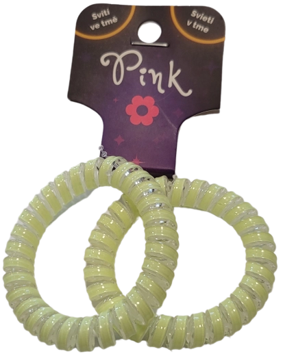 Šviečiančios spiralės formos plaukų gumytės PINK, 2 vnt.