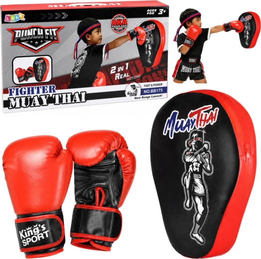 Kids’ 2-in-1 boxing set – gloves and Muay Thai training focus mitt