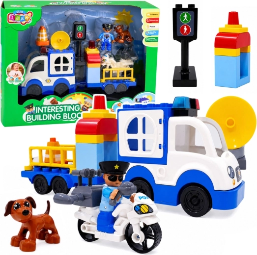 City Police Building Set with Friction-Powered Car, Figures and Accessories