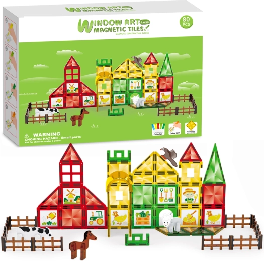 Magnetic Construction Set Big Farm with Painting - 80 pcs