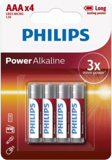 Philips Power Alkaline AAA baterijos, 4 vnt.
