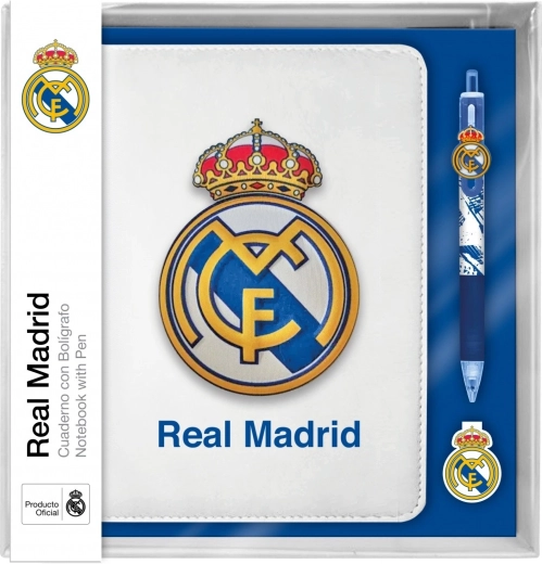 Užrašų knygelės rinkinys su 10 spalvų rašikliu REAL MADRID