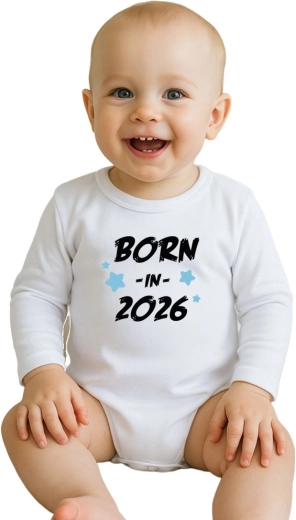 Kūdikių smėlinukas su spauda NEW BABY Born in 2026, mėlynas