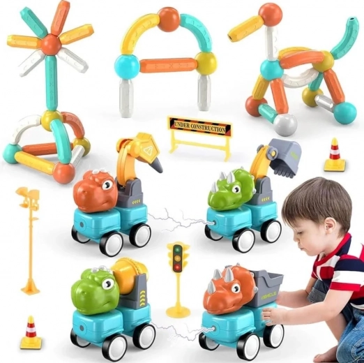Magnetinis dinozaurų lokomotyvas nuo Woopie Toys