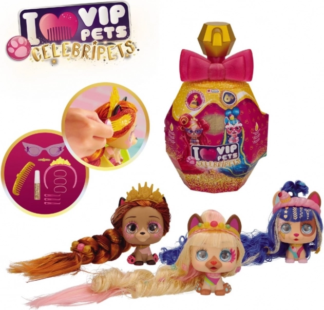 VIP Pets Celebripets – šunelių stilizavimo figūrėlė su itin ilgais plaukais
