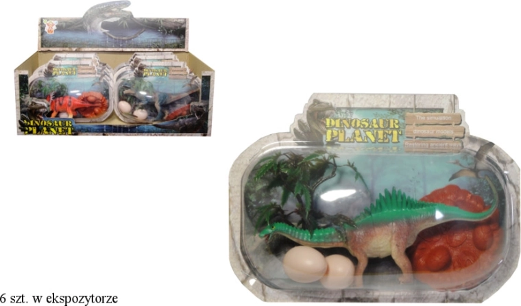 Dinozauro figūrėlė su lizdu ir kiaušinėliais