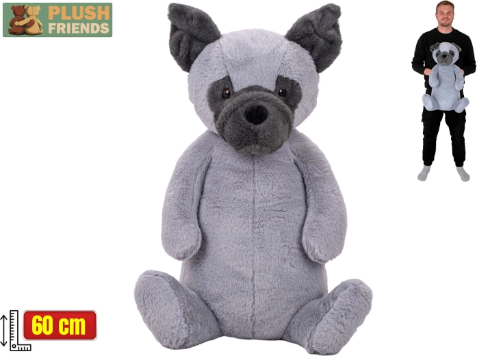 Plush Friends pliušinis šuo sėdintis 60 cm pilkas