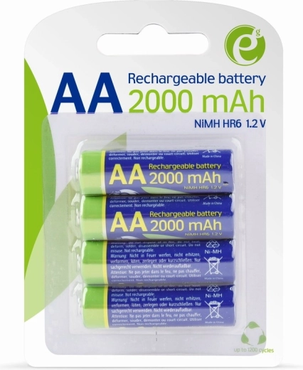 Įkraunami akumuliatoriai AA NiMH 2000 mAh, iš anksto įkrauti – lizdinė pakuotė 4 vnt.
