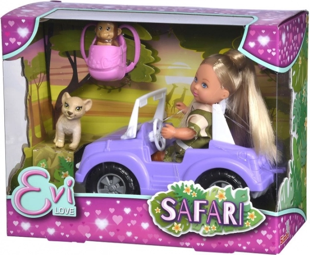 Lėlytė Evička Safari su automobiliu