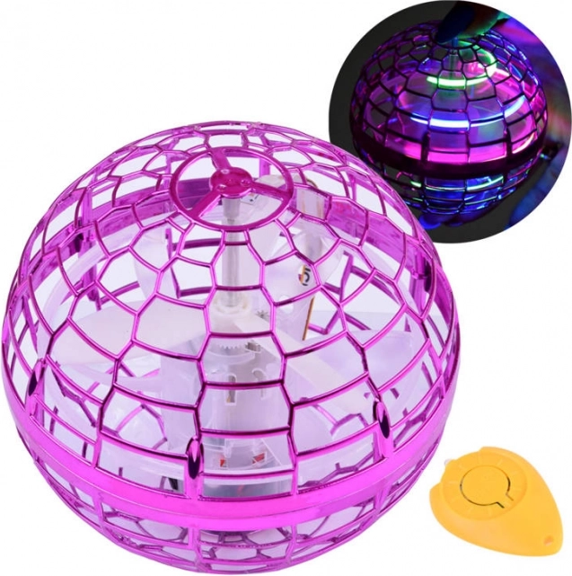 Skraidantis UFO kamuolys su LED ir valdymu ranka – Violetinė