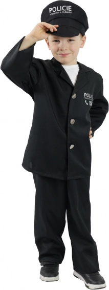 Kids' police officer costume with cap – Czech print – S