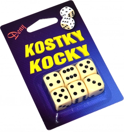 Žaidimų kauliukai dėžutėje