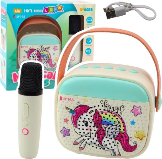 Karaoke set for kids with unicorn and Bluetooth microphone