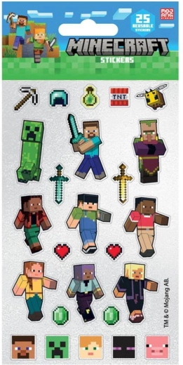 Daugkartinio naudojimo „Minecraft“ lipdukai – 25 vienetai