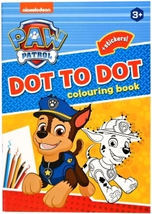 Spalvinimo ir sujungimo užduotėlės PAW PATROL A4 su lipdukais
