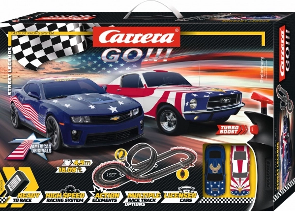 Lenktynių trasa Carrera GO Street Legends 1:43 su kilpa ir amerikietiškais muscle automobiliais