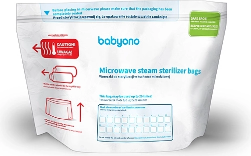 BabyOno sterilizavimo maišeliai mikrobangų krosnelei, 5 vnt.