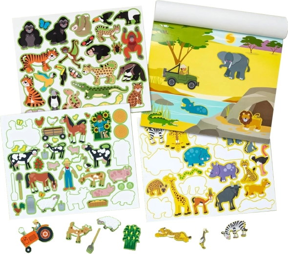 Lipdukų bloknotas „Gyvūnų aplinkos“ – pakartotinai naudojami lipdukai MELISSA & DOUG