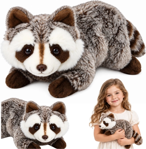 Plush raccoon for cuddling, 41 cm