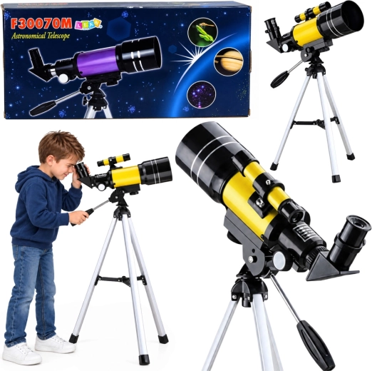 Vaikiškas astronominis teleskopas su stovu ir telefono laikikliu