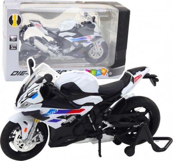 Sporty Metal Motorcycle Model 1:12 White