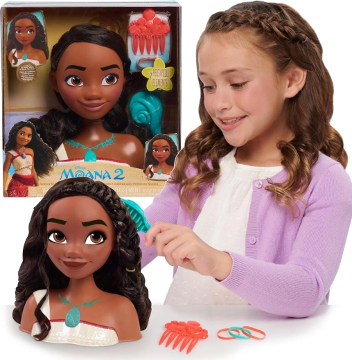 Šukavimo galva DISNEY PRINCESS MOANA – stilizavimo lėlė su priedais