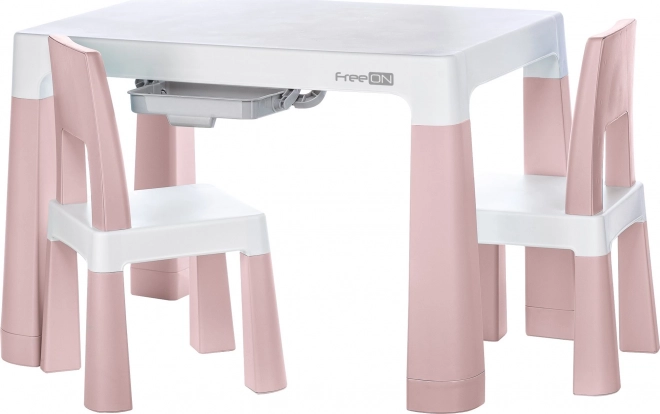 Plastic table with chairs FREEON Neo white and pink