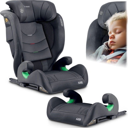 Vaikiška automobilinė kėdutė Nukido Louis Soft pilka 100–150 cm ISOFIX i-Size