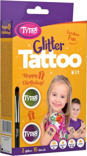 TyToo children's set of glitter temporary tattoos Happy Birthday