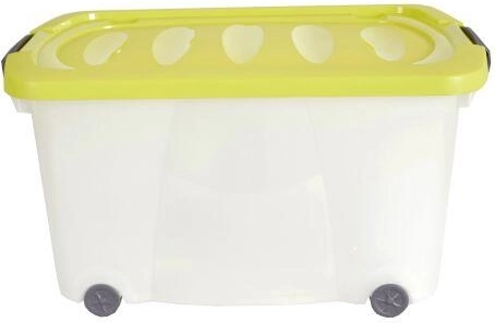 Tvirtas plastikinis laikymo dėžė ant ratukų su dangčiu 60 × 40 × 32 cm