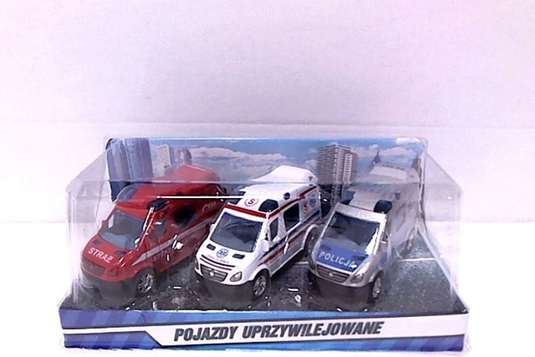 Mini gelbėjimo furgonai 8 cm – rinkinys 3 vnt.