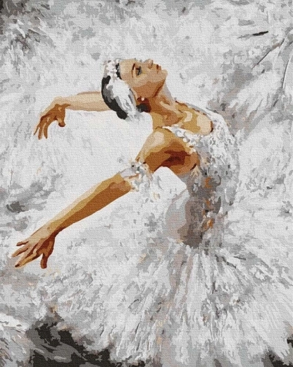 Deimantinė tapyba „Baleto šokėja balta“ 30 × 40 cm NORIMPEX