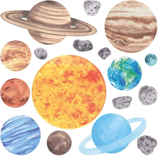 Mokomoji dekoracija su visomis planetomis