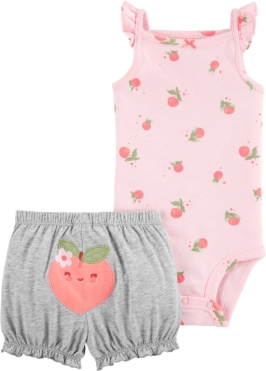 Carter's two-piece set: sleeveless bodysuit and shorts Pink Peach for baby girl 9 m