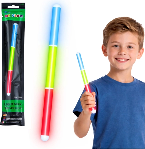 Trispalvė fluorescencinė šviečianti lazdelė Glow Stick 31,5 cm