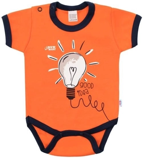 Infant cotton bodysuit with short sleeves New Baby Happy Bulbs