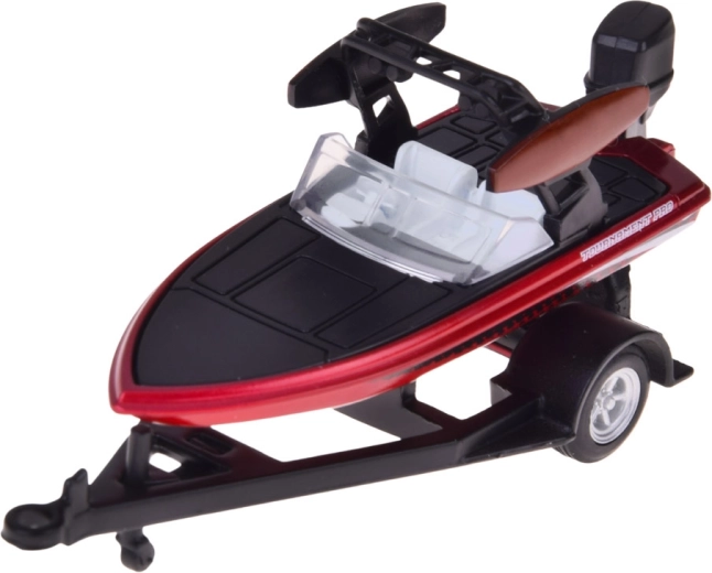 Detailed motorboat with outboard engine