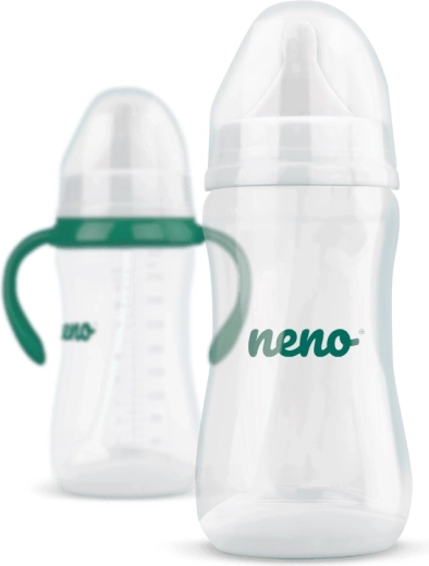 Neno antikolikinis kūdikių buteliukas 300 ml, 6 mėn.+ su šiaudeliu ir rankenėlėmis