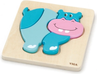 Medinės mini dėlionės „Begemotas“ Viga