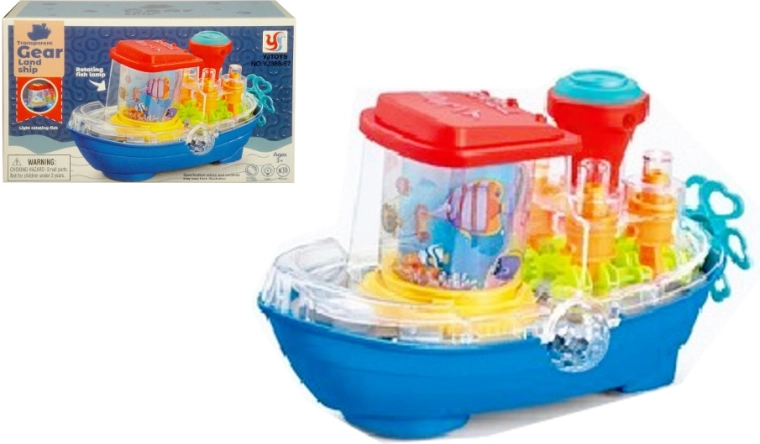 Toy boat with lights, melodies, and rotating chimney – fifth wheel